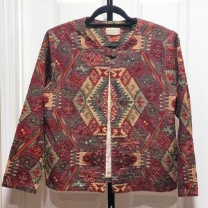 Coldwater Creek Vintage 90s Native American Southwestern Design Crop Jacket